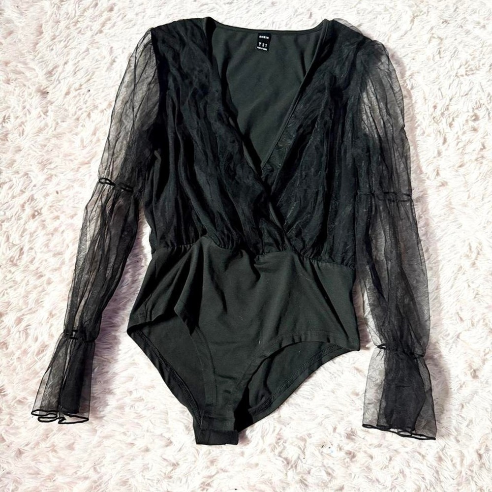 Whimsygoth‎ Emo Dark Romantic Avant Garde Tulle Bodysuit Womens M Fairy Vampy